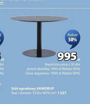 Stół ogrodowy VAMDRUP promocja w Jysk