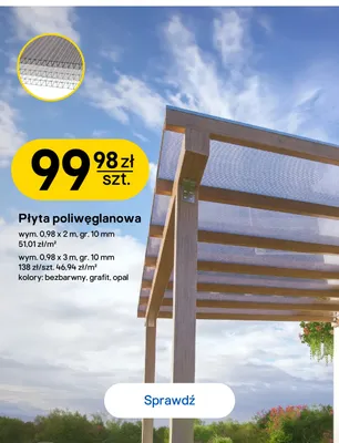 Płyta poliwęglanowa 0,98x2 m 10 mm promocja w Castorama
