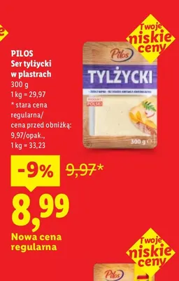 Ser tylżycki w plastrach Pilos promocja w Lidl