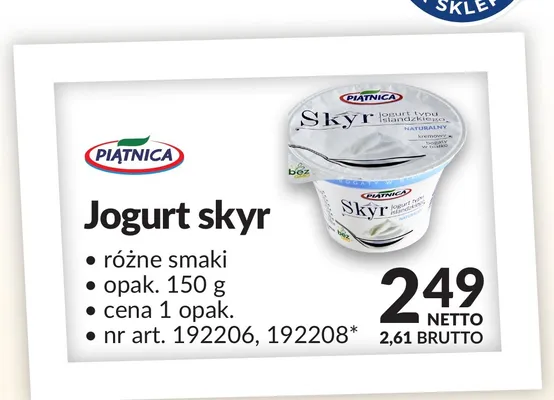 Jogurt skyr naturalny Piątnica promocja w Makro