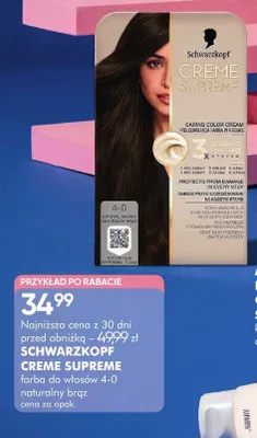 Farba do włosów Schwarzkopf Creme Supreme 4-0 naturalny brąz promocja w Super-Pharm