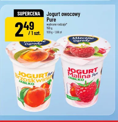 Jogurt owocowy Mleczne Ogrody Pure malinowo-jabłkowy promocja w POLOmarket