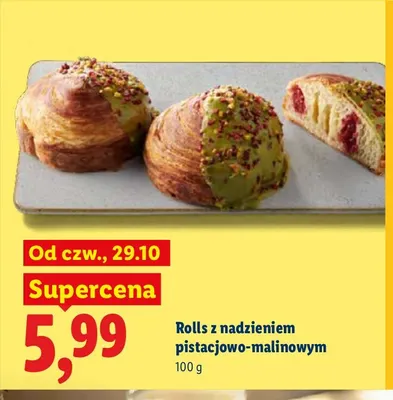 Rolls z nadzieniem pistacjowo-malinowym promocja w Lidl