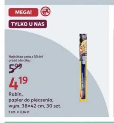 Papier do pieczenia Rubin 38x42 cm promocja w Rossmann