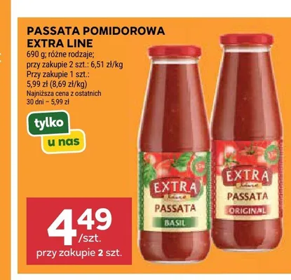 Passata pomidorowa Extra Line promocja w Stokrotka