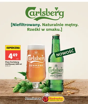 Piwo Carlsberg Unfiltered promocja w Biedronka
