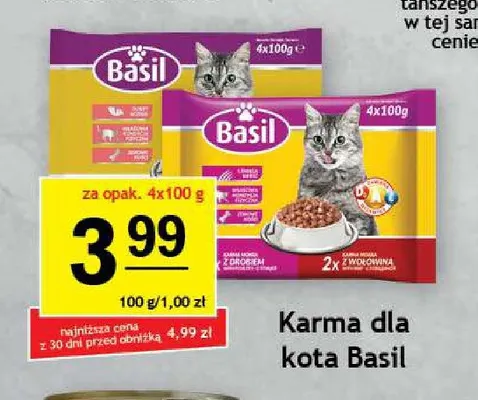 Karma dla kota Basil 4-pak promocja w Gram Market