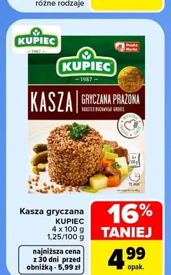 Kasza gryczana prażona Kupiec promocja w Carrefour