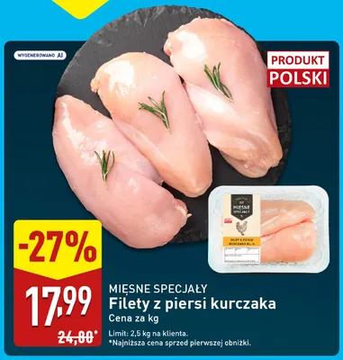Filety z piersi kurczaka Mięsne Specjały promocja w Aldi