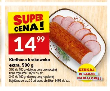 Kiełbasa krakowska sucha promocja w Twój Market