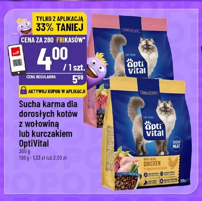 Sucha karma dla dorosłych kotów z wołowiną OptiVital promocja w POLOmarket