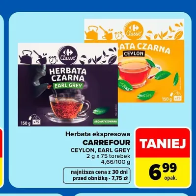 Herbata czarna Earl Grey Carrefour Classic promocja w Carrefour Market