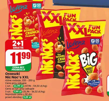Orzeszki Nic Nac's Double Crunch Peanuts XXL promocja w Dino