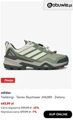 Trekkingi Terrex Skychaser JH6389 Zielony adidas promocja w eobuwie.pl