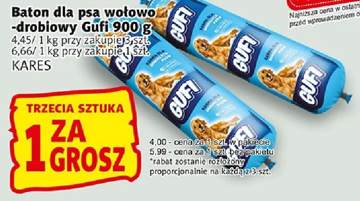 Baton dla psa wolowo-drobiowy Gufi 900g promocja w Prim Market