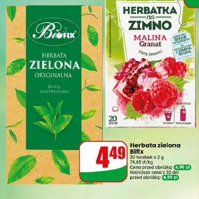 Herbata zielona oryginalna Bifix promocja w Dino