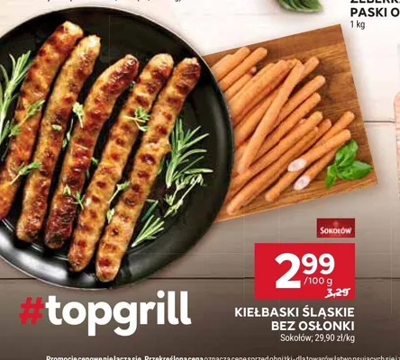 Kiełbaski śląskie bez osłonki Sokołów promocja w Stokrotka
