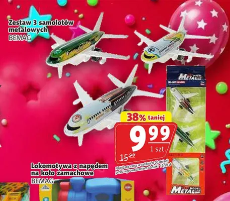 Zestaw 3 samolotów metalowych BEMAG promocja w Prim Market
