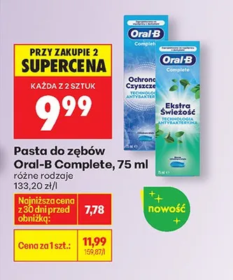Pasta do zębów Complete, różne rodzaje promocja w Biedronka
