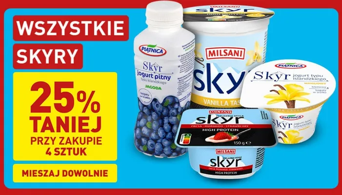 Jogurt Skyr Milsani truskawkowy promocja w Aldi