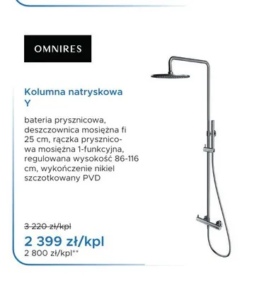 Kolumna natryskowa Omnires Y nikiel szczotkowany promocja w Blu Salony Łazienek