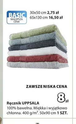 Ręcznik łazienkowy BASIC Uppsala 30x50 cm promocja w Jysk