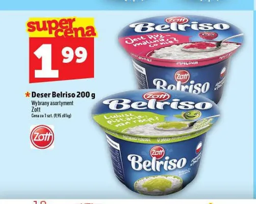 Deser ryżowy Belriso malina Zott promocja w TOPAZ