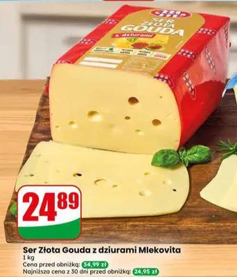 Ser złota gouda z dziurami mlekovita promocja w Dino