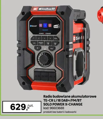 Radio budowlane akumulatorowe Einhell TE-CR Li 18 DAB+/FM/BT Solo Power X-Change promocja w Leroy Merlin