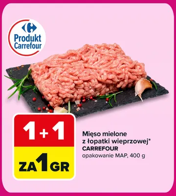 Mięso mielone z łopatki wieprzowej Carrefour promocja w Carrefour