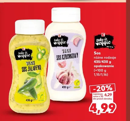 Sos vege czosnkowy Take It Veggie promocja w Kaufland