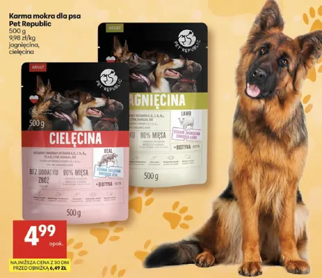 Karma mokra dla psa jagnięcina, cielęcina promocja w Delikatesy Centrum