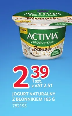 Jogurt naturalny z błonnikiem Activia promocja w Selgros