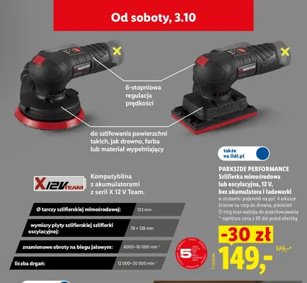 Szlifierka oscylacyjna bez akumulatora i ładowarki Parkside Performance promocja w Lidl