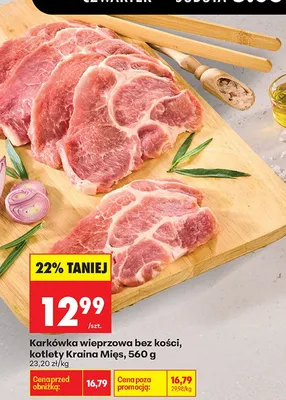 Karkówka wieprzowa bez kości, kotlety Kraina Mięs promocja w Biedronka