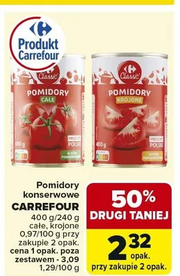 Pomidory konserwowe całe, krojone promocja w Carrefour