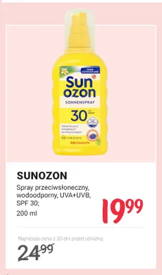 Spray przeciwsłoneczny Sun Ozon SPF 30 promocja w Rossmann