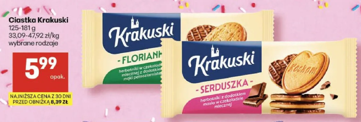 Ciastka Krakuski Floriańki promocja w Delikatesy Centrum
