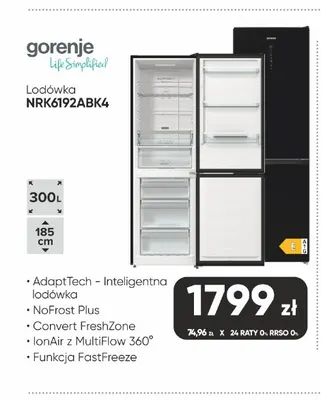 Lodówka Gorenje NRK6192ABK4 promocja w Max Elektro