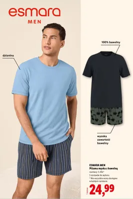 Piżama męska z bawełną Esmara Men promocja w Lidl