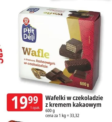 Wafelki w czekoladzie z kremem kakaowym P'tit Déli promocja w Leclerc