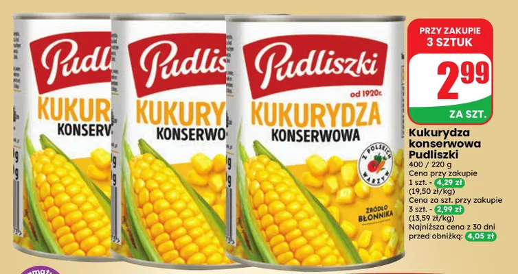 Kukurydza konserwowa Pudliszki promocja w Dino