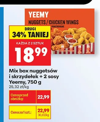 Mix box nuggetsów i skrzydełek + 2 sosy Yeemy promocja w Biedronka