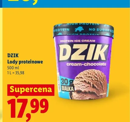 Lody proteinowe Dzik cream-chocolate promocja w Lidl