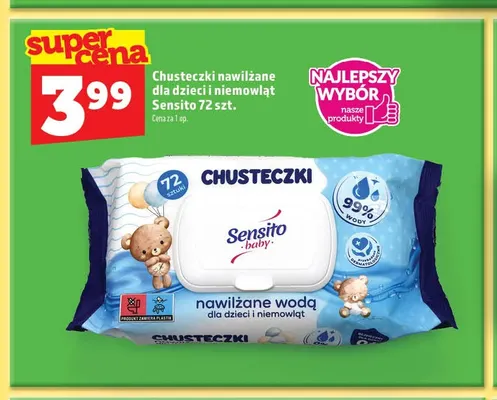 Chusteczki nawilżane dla dzieci i niemowląt Sensito promocja w TOPAZ