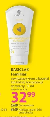 Krem Basiclab Famillias nawilżający o bogatej lub lekkiej konsystencji do twarzy promocja w Hebe