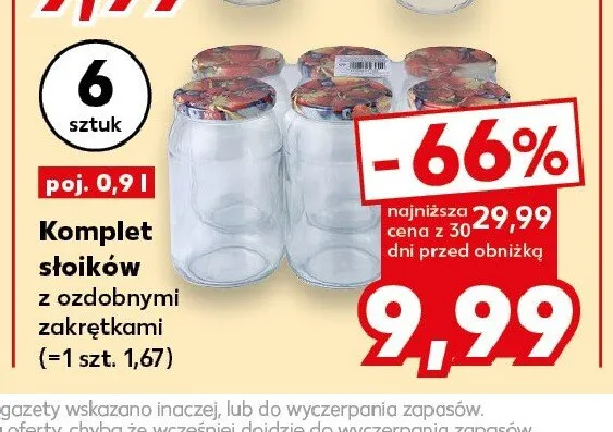 Komplet słoików z ozdobnymi zakrętkami 6-pak 0,9 l promocja w Kaufland