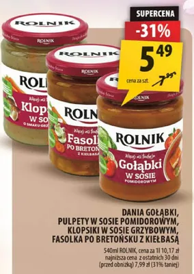 Dania gołąbki, pulpety w sosie pomidorowym, klopsiki w sosie grzybowym, fasolka po bretońsku z kiełbasą promocja w Arhelan