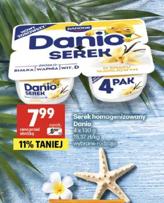 Serek homogenizowany Danio 4-pak promocja w Delikatesy Centrum