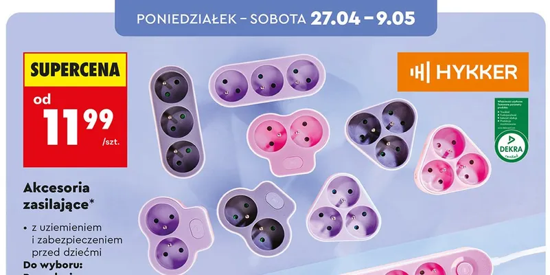 Rozgałęziacz okrągły z 2 gniazdami promocja w Biedronka